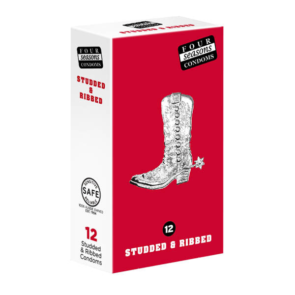 Four Seasons Studs & Ribs Condoms Studded & Ribbed Lubricated Condoms 12 Pack Four Seasons