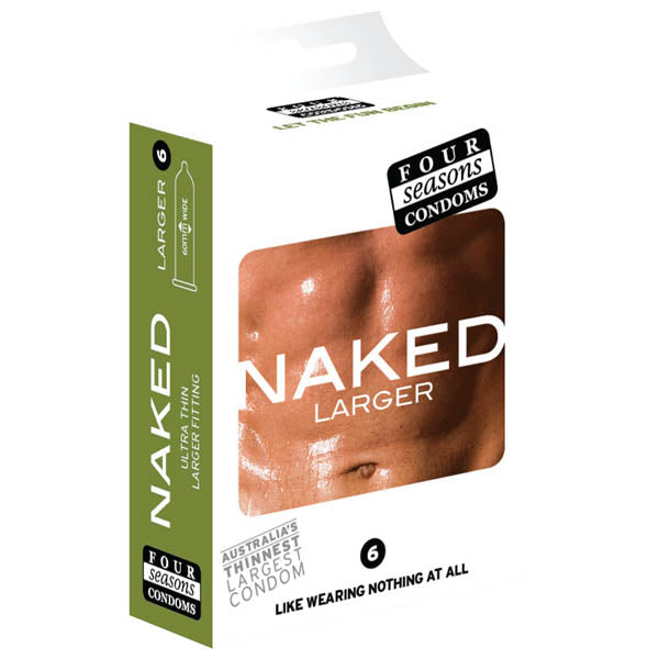 Four Seasons Naked Larger Fitting Lubricated Condoms 6 Pack Four Seasons Main image