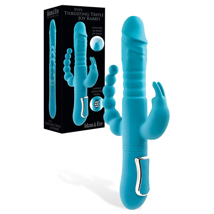 Adam & Eve THRUSTING TRIPLE JOY RABBIT USB Rechargeable Rabbit Vibrator With Anal Probe 25.4cm Adam & Eve Main image