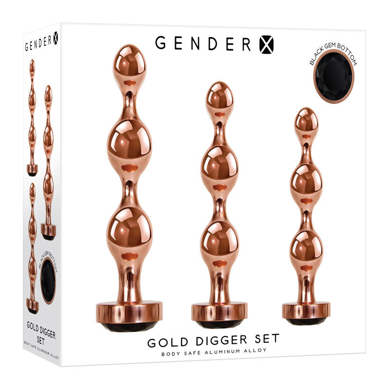 Gender X GOLD DIGGER SET Metallic Butt Plugs Set Of 3 Sizes Gender X Main image