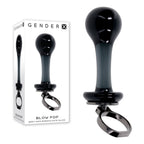 Gender X BLOW POP Glass Plug With Ring Pull 12.8cm Black Gender X