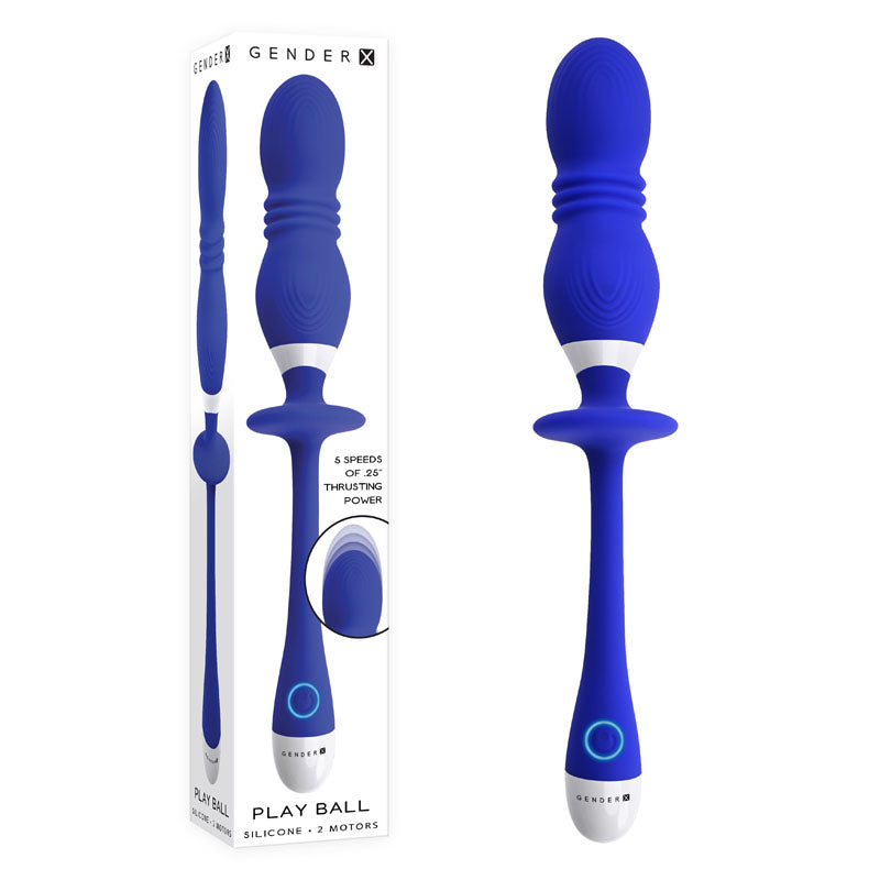 Gender X PLAY BALL USB Rechargeable Thrusting & Vibrating Orbs 25cm Blue Gender X Main image