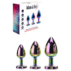 Adam & Eve RAINBOW HEART GEM ANAL TRAINING SET Multicoloured Metal Anal Plugs With Gem Bases Set Of 3 Sizes Adam & Eve