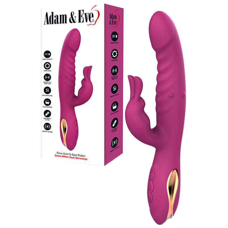 Adam & Eve ROSE GOLD G SPOT RABBIT USB Rechargeable Rabbit Vibrator With Flicking Tip 22.5cm Adam & Eve
