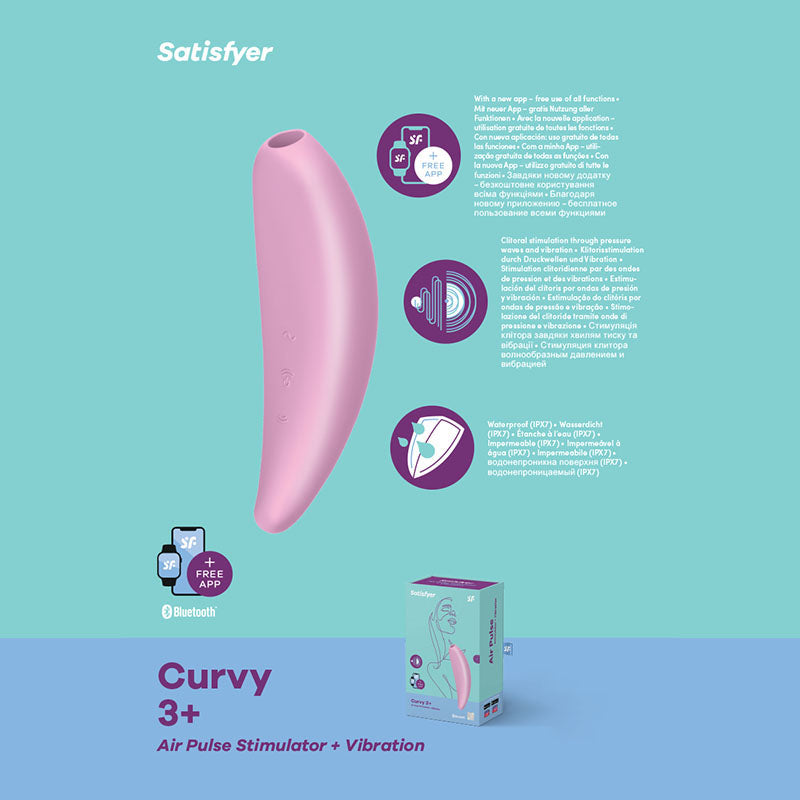 Satisfyer Curvy 3+ App Contolled Touch Free USB Rechargeable Clitoral Stimulator With Vibration Satisfyer