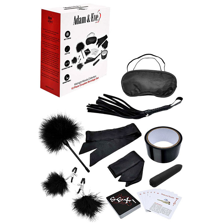 Adam & Eve MIDNIGHT MOODS COLLECTION Couples Bondage Kit Set of 10 Pieces Black Adam & Eve Main image