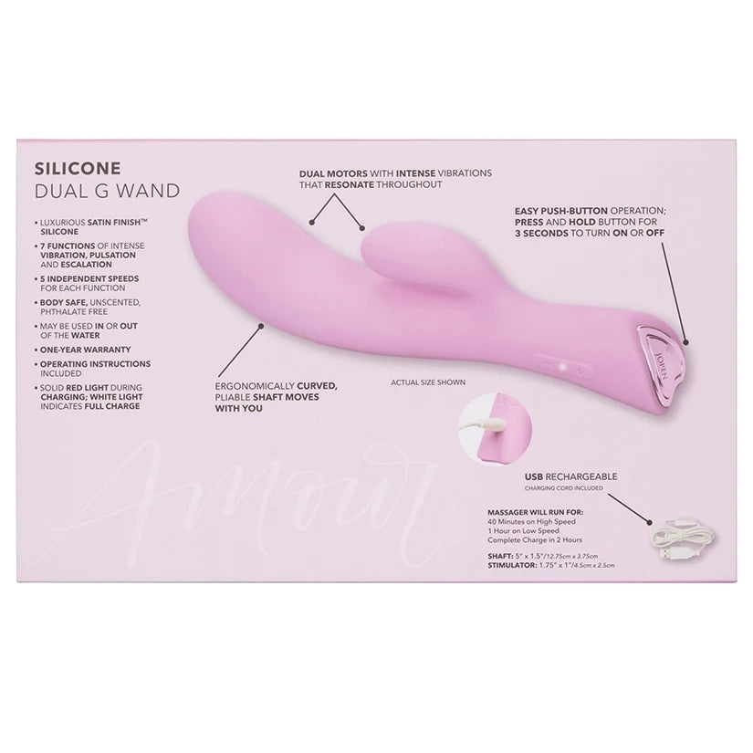 Jopen Amour 7 Function Silicone Dual G Wand 7 Rabbit Vibrator Pink