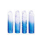 Adam & Eve SAPPHIRE Clear Penis Sleeve Set Set Of 4 Blue Adam & Eve
