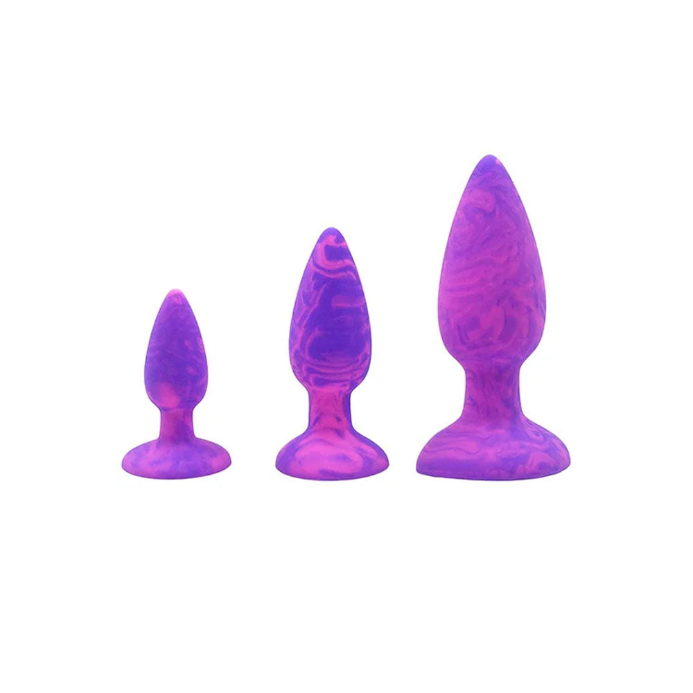 Adam & Eve COLOUR SWIRL Anal Plug Set Set Of 3 Sizes Purple / Pink Adam & Eve Main image