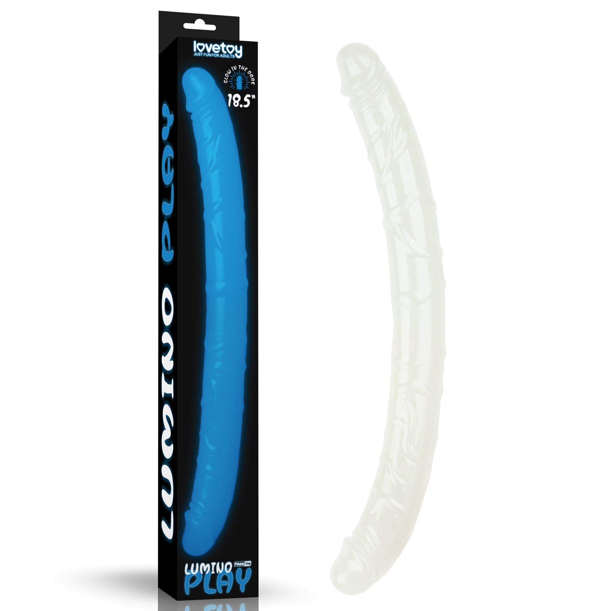 Lovetoy Lumino Play Glow In The Dark Double Dildo 18.5 Inch Blue Lovetoy Main image