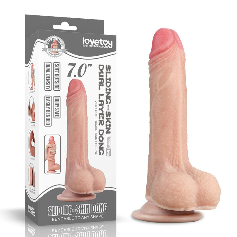 Lovetoy Sliding Skin Dual Layer Dong With Flexible Skin Flesh Secondary image