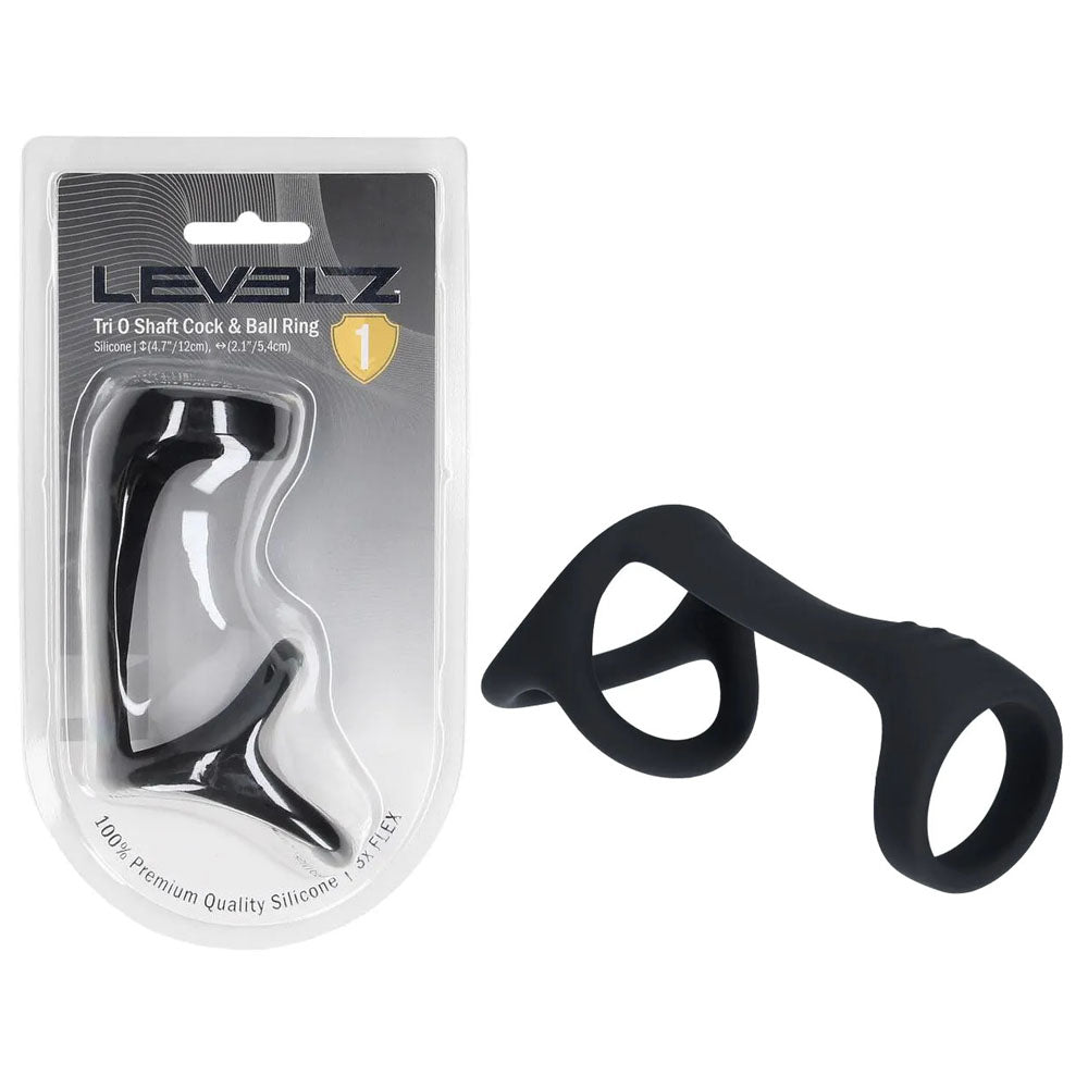Shots Toys LEVELZ Tri O Silicone Shaft Cock & Ball Ring Black Shots Toys