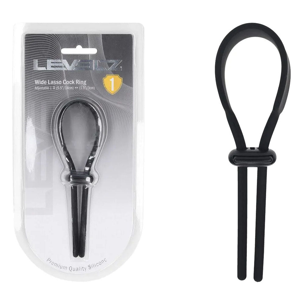 Shots Toys LEVELZ Wide Adjustable Silicone Lasso Cock Ring Black Shots Toys Main image