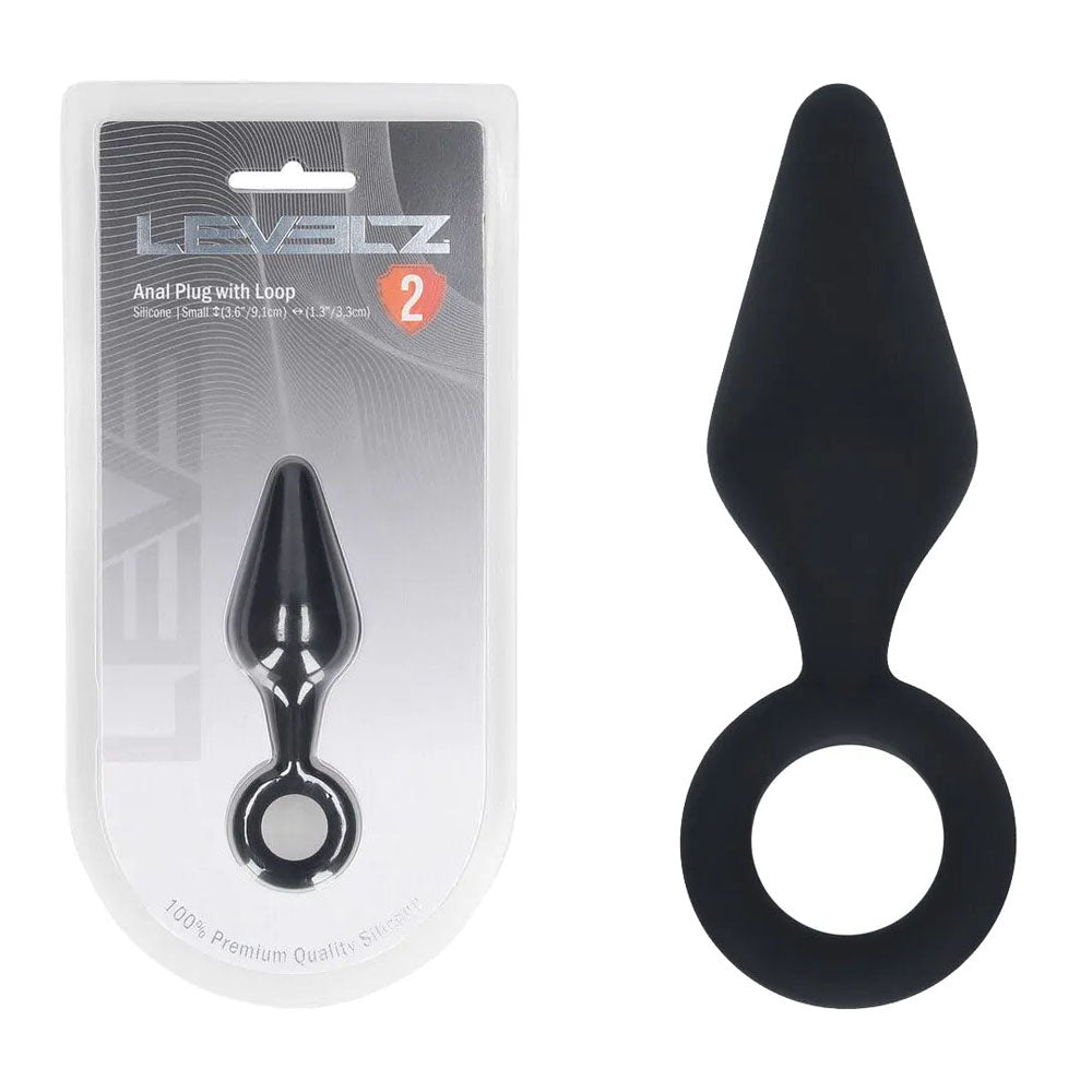 Shots Toys LEVELZ Silicone Anal Plug With Loop Black Shots Toys Main image