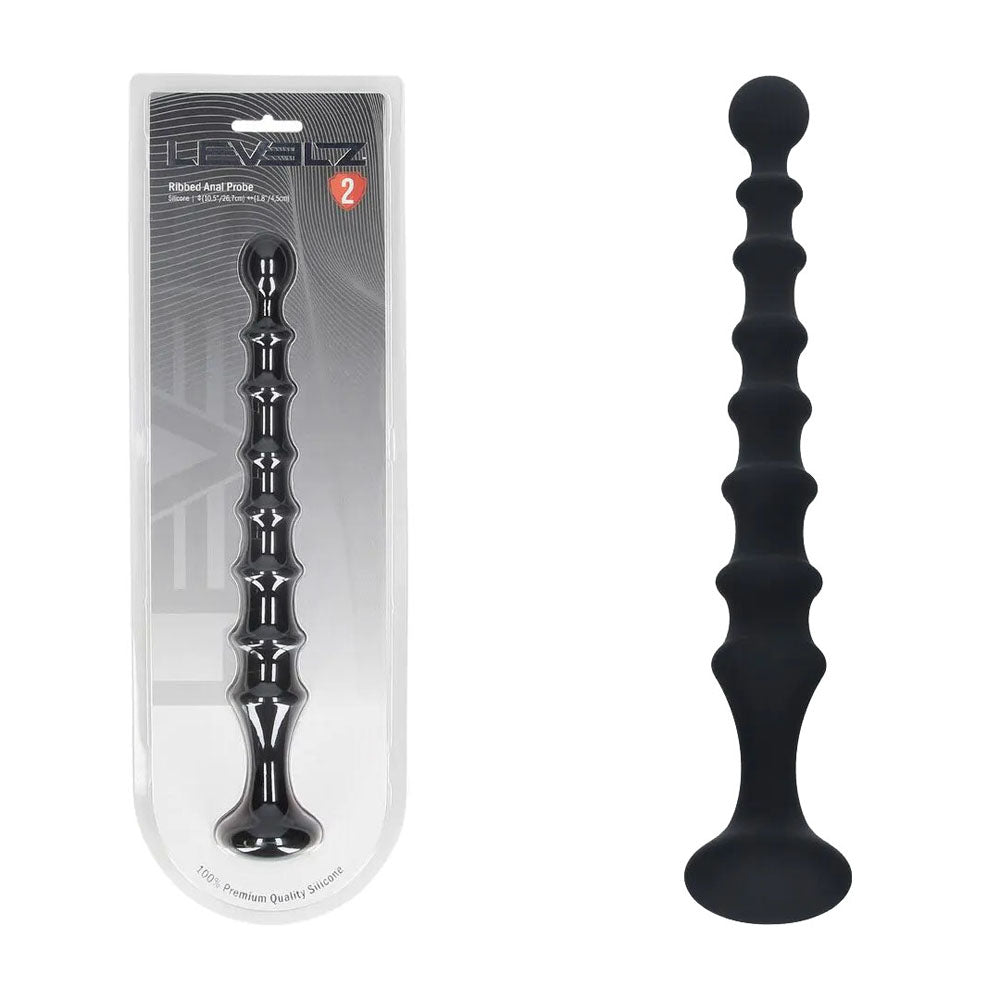 Shots Toys LEVELZ Ribbed Silicone Flared Anal Beads Black 26.7cm Shots Toys Main image