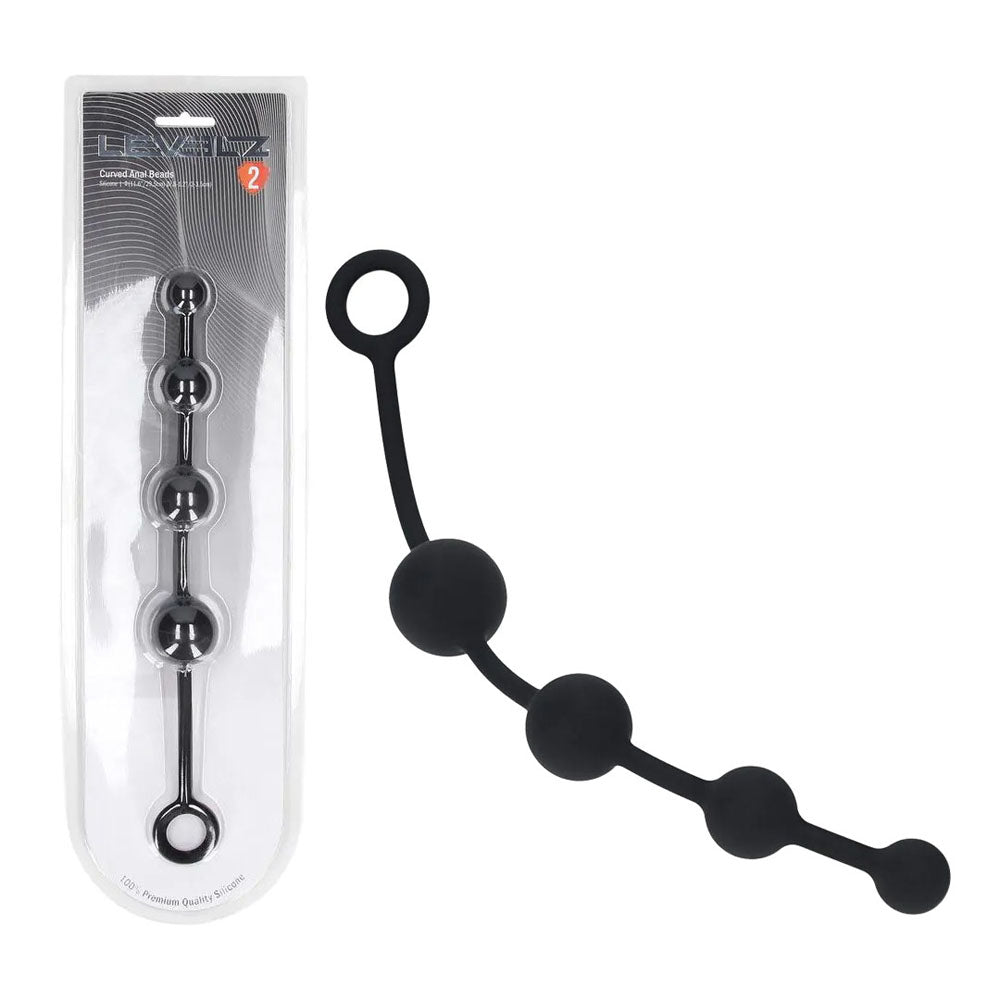 Shots Toys LEVELZ Curved Silicone Anal Beads Black 29.5cm Shots Toys Main image