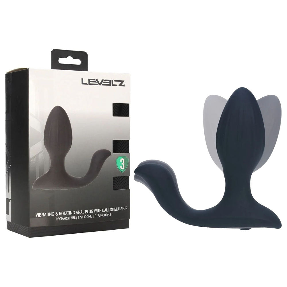 Shots Toys LEVELZ USB Rechargeable Vibrating & Rotating Anal Plug With Ball Stimulator Black 10.7cm Shots Toys Main image