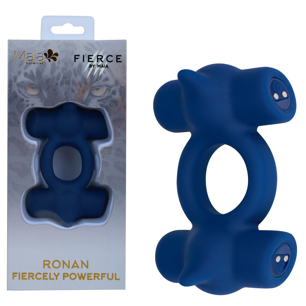 Maia RONAN USB Rechargeable Dual Vibrating Cock Ring Blue Maia Toys Main image