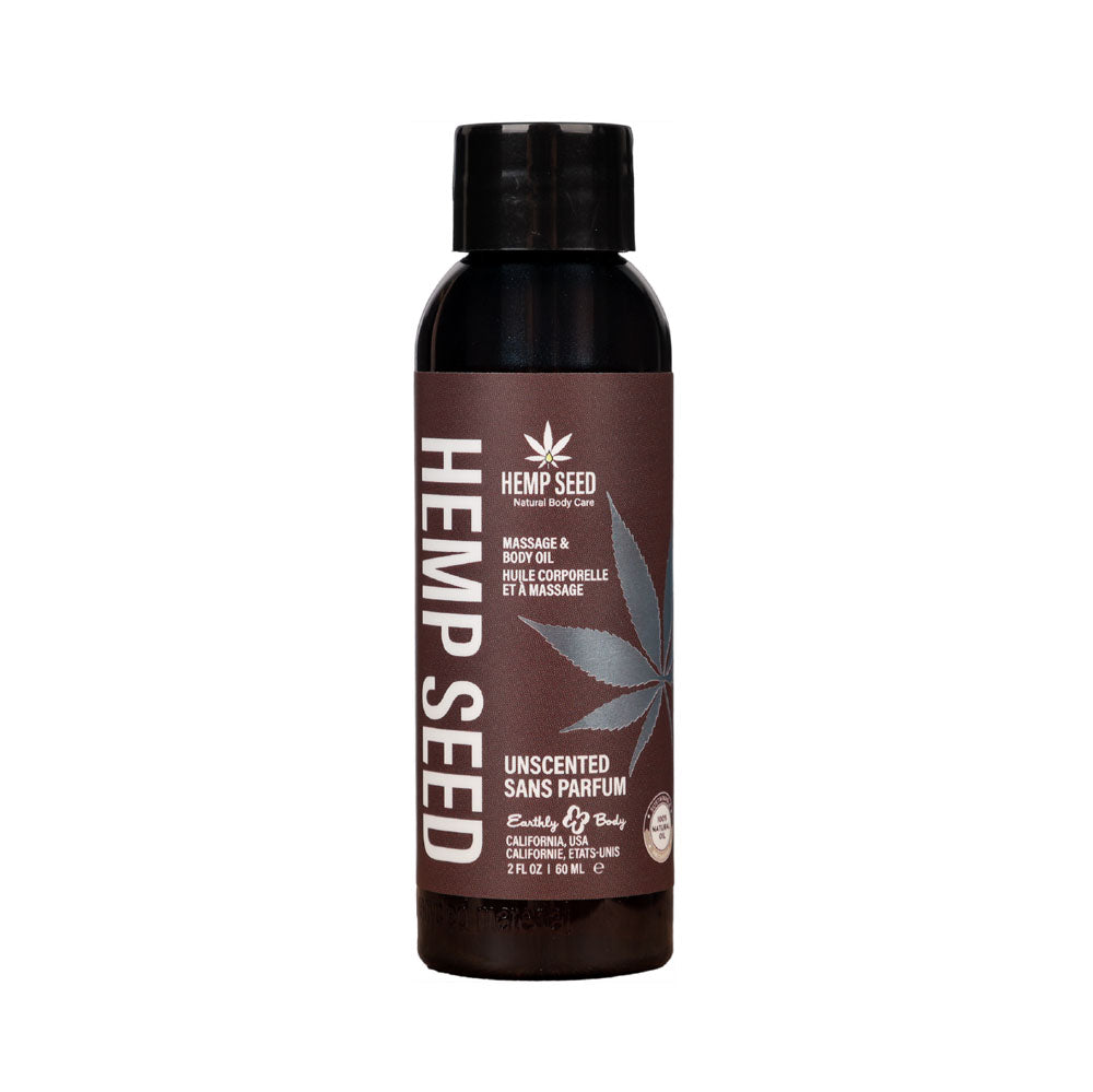 Earthly Body Hemp Seed Massage & Body Oil Unscented 59ml Bottle Earthly Body