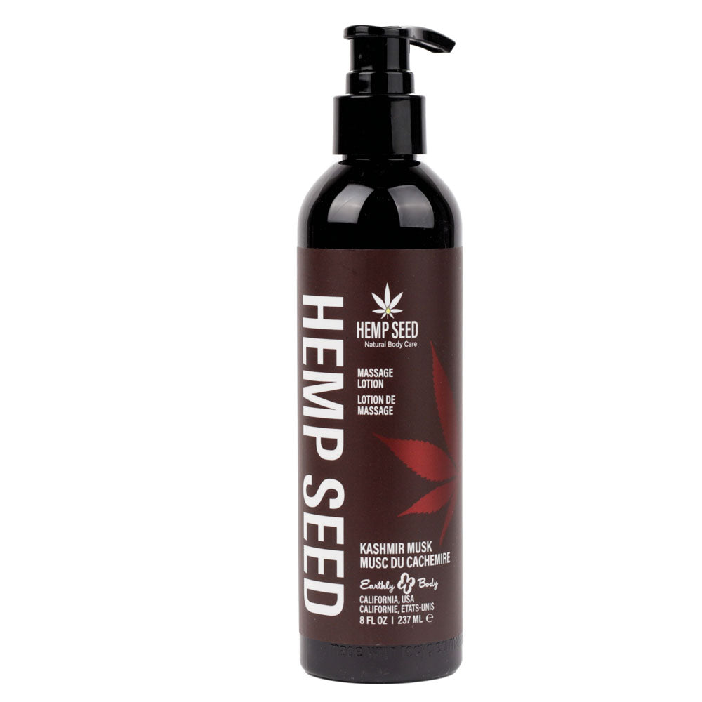 Earthly Body Hemp Seed Massage Lotion Kashmir Musk (Brandy, Jasmine, Cedarwood Musk) Scented 237ml Bottle Earthly Body Main image