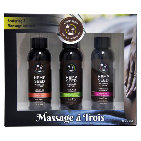 Earthly Body Hemp Seed Massage A Trois Scented Massage Lotion Kit 3 Bottle Set Earthly Body Main image