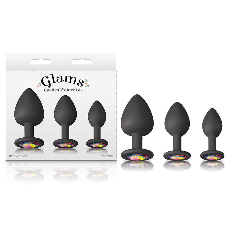 NS Novelties Glams Spades Trainer Kit Butt Plugs With Gems Set Of 3 Sizes NS Novelties Main image