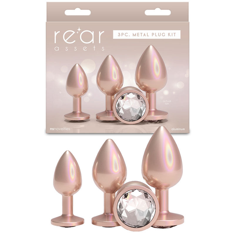 NS Novelties Rear Assets Trainer Kit Metallic Butt Plugs Set Of 3 Sizes NS Novelties