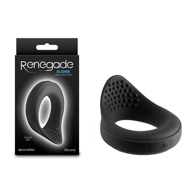NS Novelties Renegade Slider USB Rechargeable Vibrating Cock Ring Black NS Novelties Main image