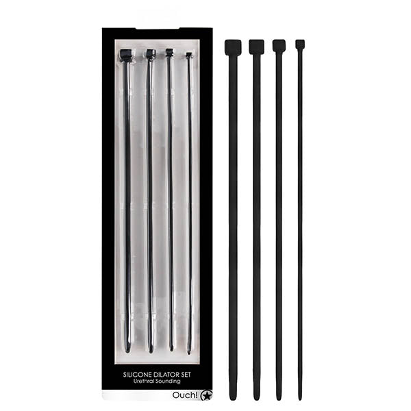 OUCH! Urethral Sounding Dilator Set Silicone Urethral Sound Set Black Shots Toys Main image