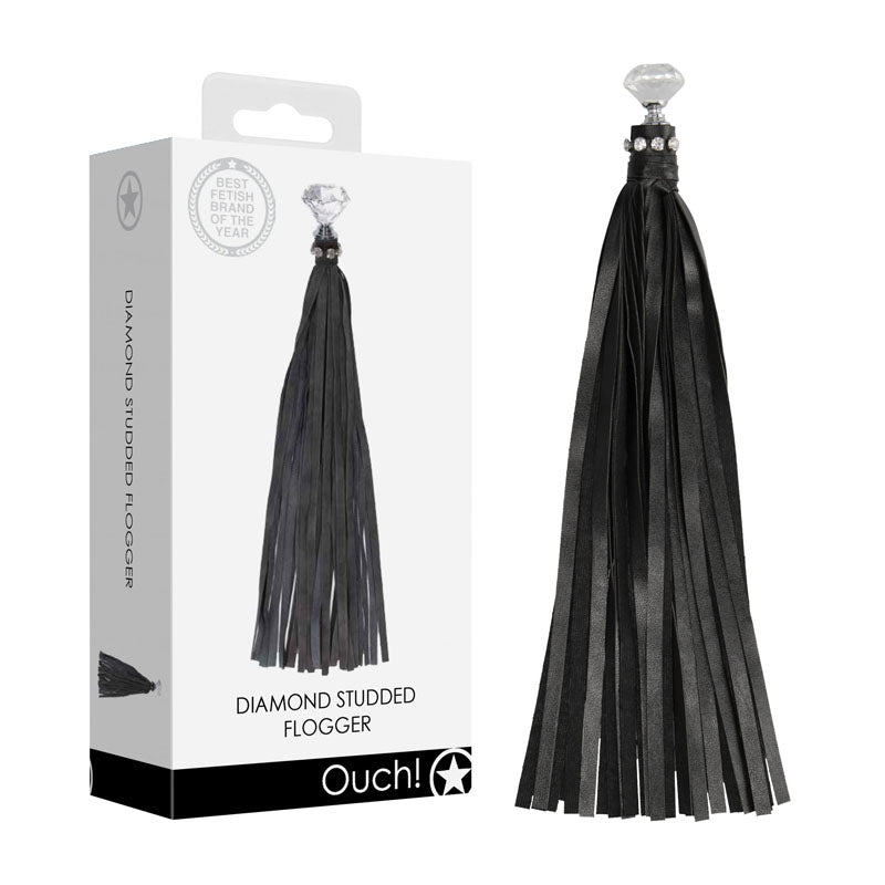 OUCH! Diamond Studded Whip Whip Black Shots Toys Main image