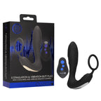 Shots Toys OUCH! USB Rechargeable Vibrating Butt Plug & Cock Ring with  E Stim Black Shots Toys