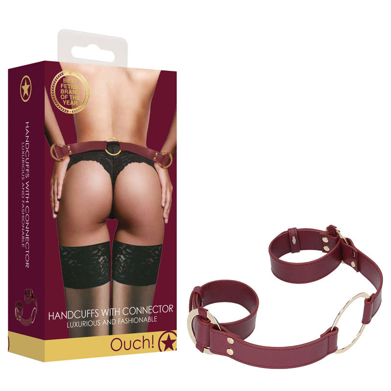 OUCH! Halo Handcuff With Connector Restraint Burgundy Shots Toys Main image