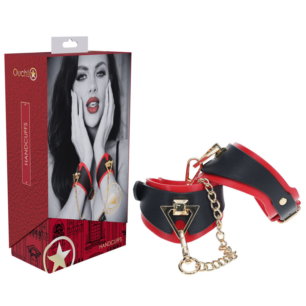OUCH! Milan Collection Handcuffs Restraints Black / Red Shots Toys Main image