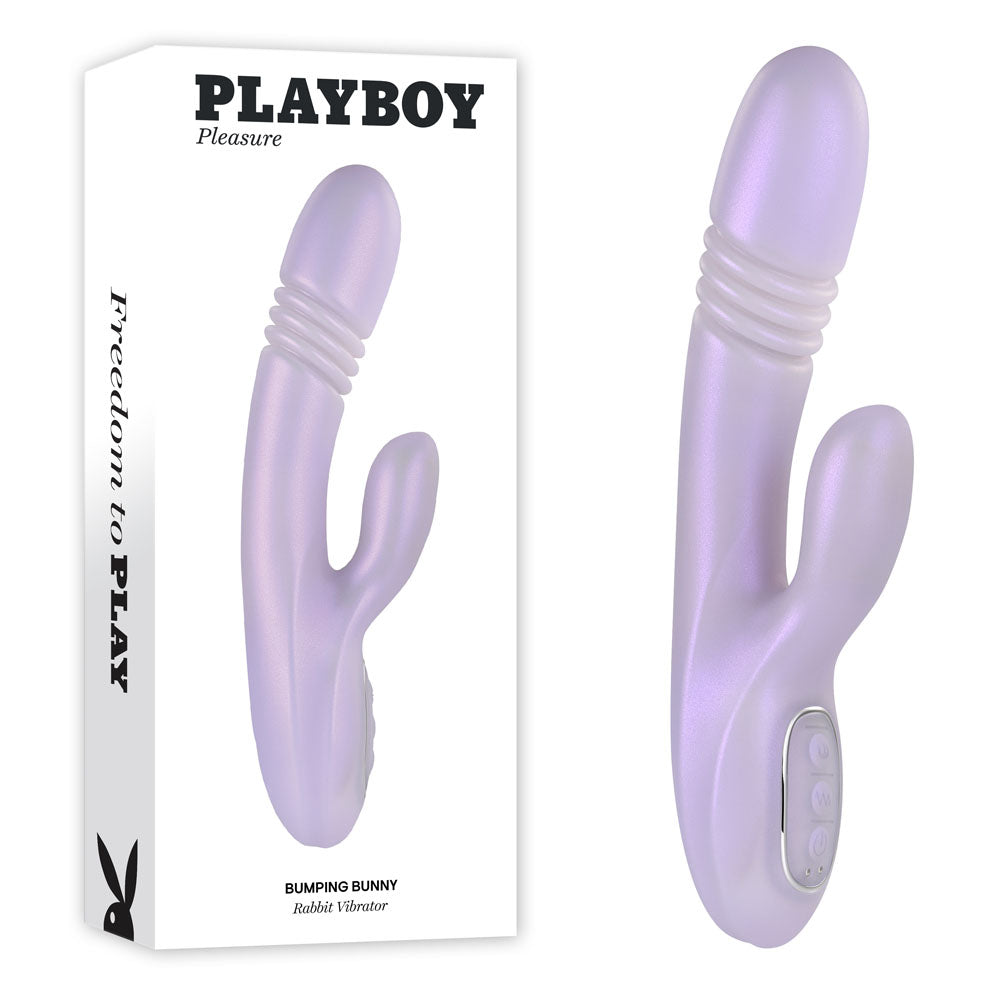 Playboy Pleasure BUMPING BUNNY USB Rechargeable Thrusting & Warming Rabbit Vibrator 22.9cm Playboy Pleasure Main image