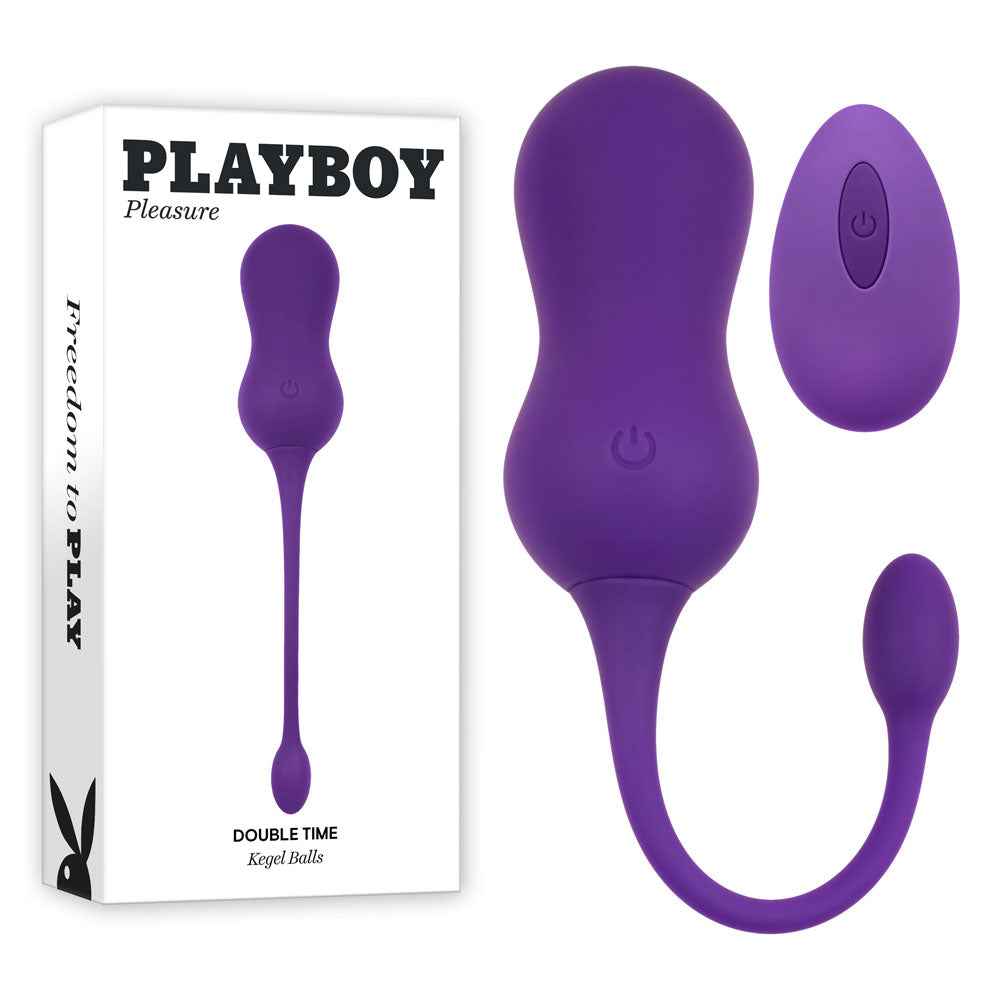Playboy Pleasure DOUBLE TIME USB Rechargeable Vibrating Kegel Balls Purple Playboy Pleasure