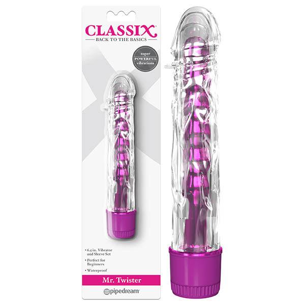 Pipedream Classix Mr Twister Vibrator With Clear Sleeve 6 Inch Pipedream Main image
