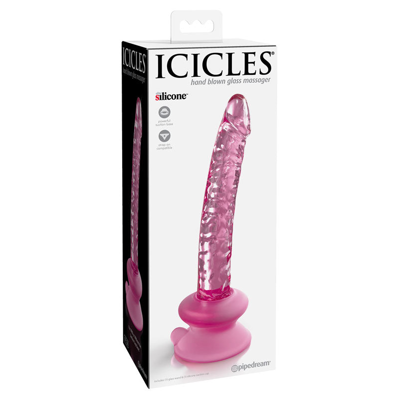 Pipedream Icicles #86 Glass Dong With Suction Base 17cm Pink Pipedream Main image