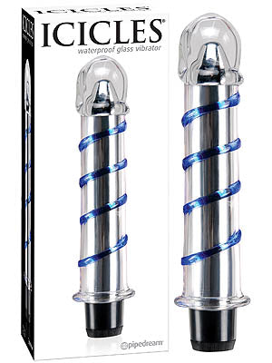 Pipedream Icicles #20 Glass Vibrator 8 Inch Clear / Blue Pipedream Main image