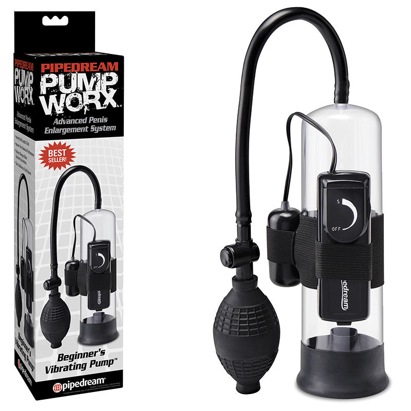 Pipedream Pump Worx Beginner's Vibrating Penis Pump Clear / Black Pipedream Main image
