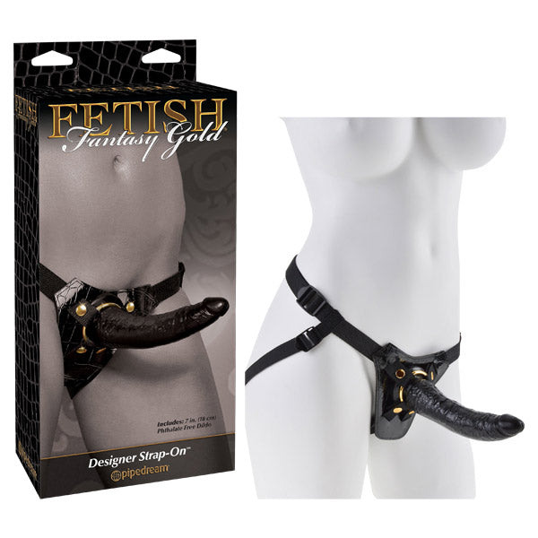 Fetish Fantasy Gold Designer Strap-On - Black/Gold 18 cm (7'') Strap-On Pipedream Main image