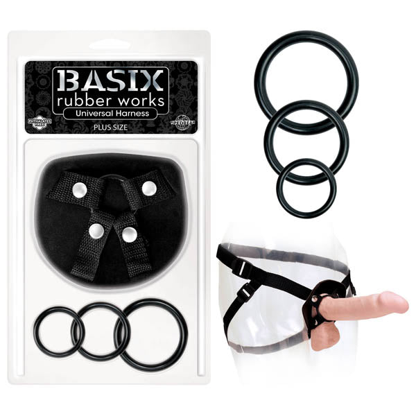 Basix Rubber Works Universal Harness - Plus Size - Black Plus-Size Strap-On Harness (No Probe Included) Pipedream Main image