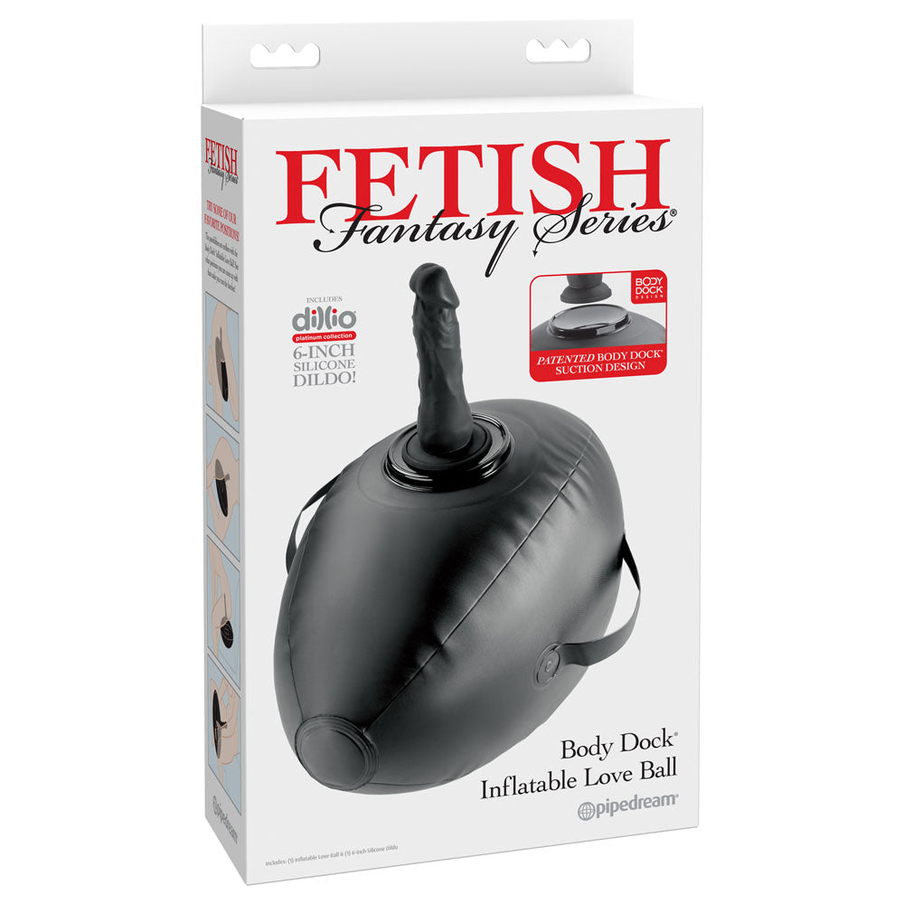 Pipedream Fetish Fantasy Series Body Dock Inflatable Love Ball Inflatable Cushion With Black 15.2cm Dildo Pipedream