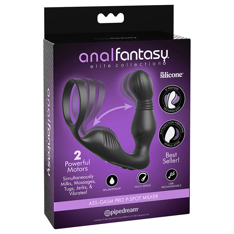 Pipedream Anal Fantasy Elite Ass Gasm P Spot Milker USB Rechargeable Prostate Massager With Cock Ring Pipedream