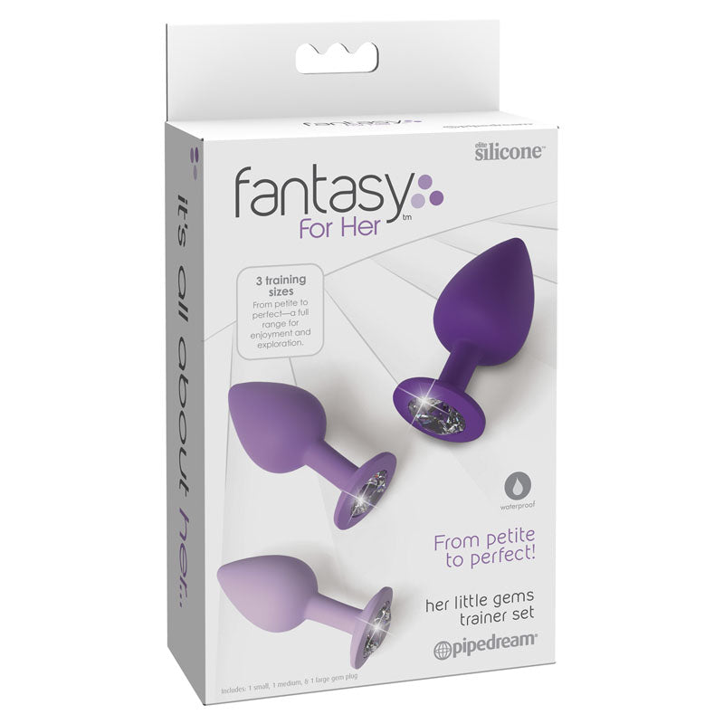Pipedream Fantasy For Her Little Gems Trainer Set Butt Plugs With Jewel Bases Set Of 3 Sizes Pipedream Main image