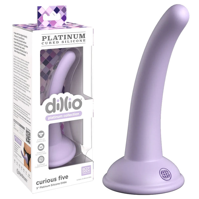Pipedream Dillio Platinum Curious Five Dong 5 Inch Purple Pipedream