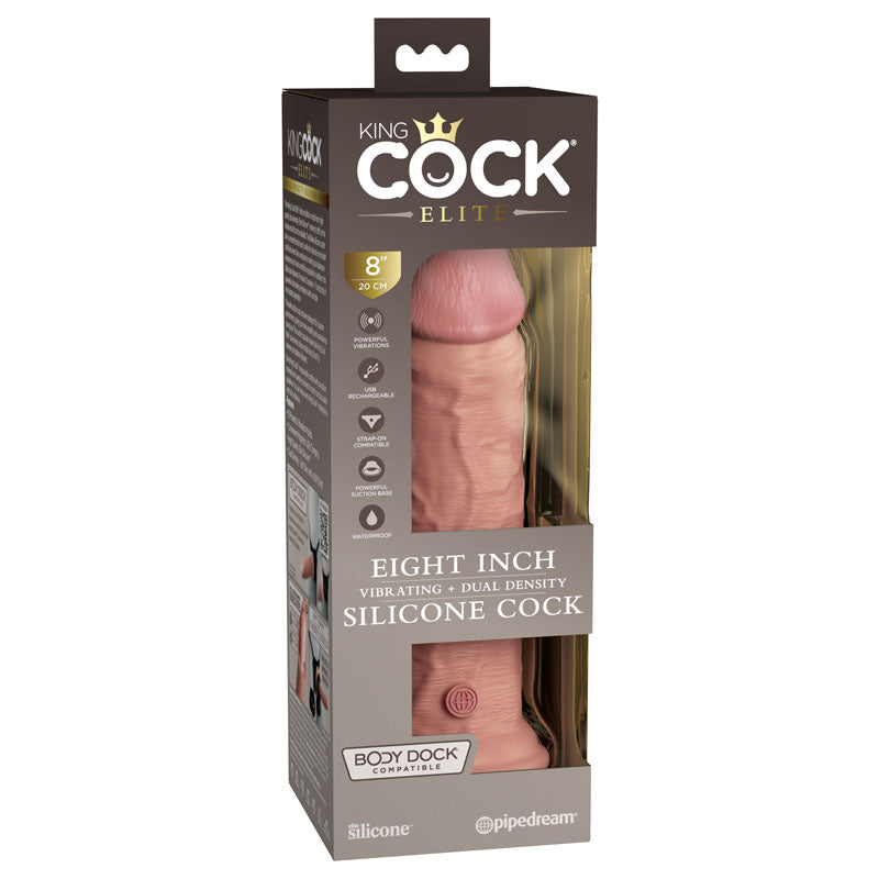 Pipedream King Cock Elite Vibrating Dual Density Cock USB Rechargeable Vibrating Dong 8 Inch Pipedream Main image
