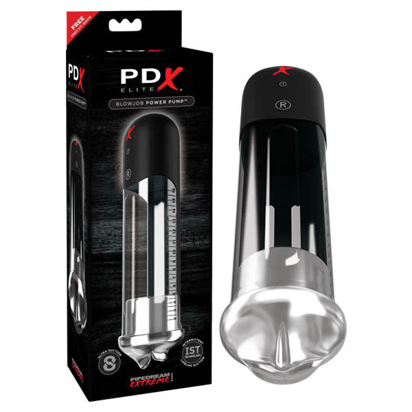 Pipedream PDX Elite Blowjob PPowered Penis Pump With Mouth Stroker Sleeve Black Pipedream