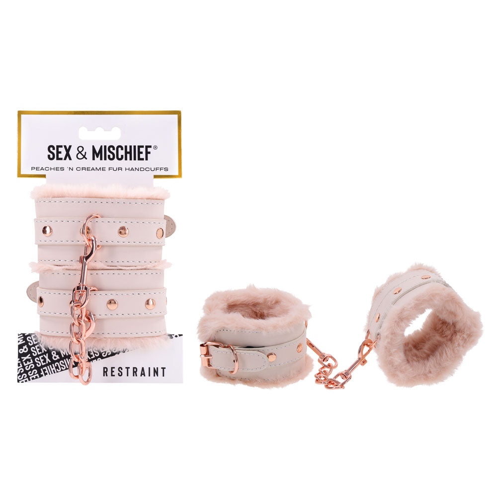 Sportsheets Sex & Mischief Peaches n CreaMe Fur Handcuffs Restraints Peach Sportsheets Main image