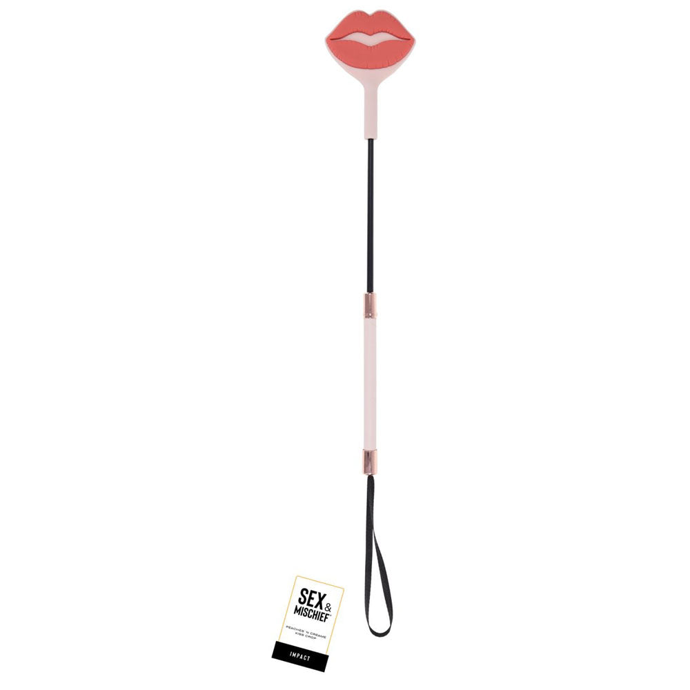 Sex & Mischief Peaches N CreaMe Kiss Lip Tipped Crop Whip Peach Sportsheets
