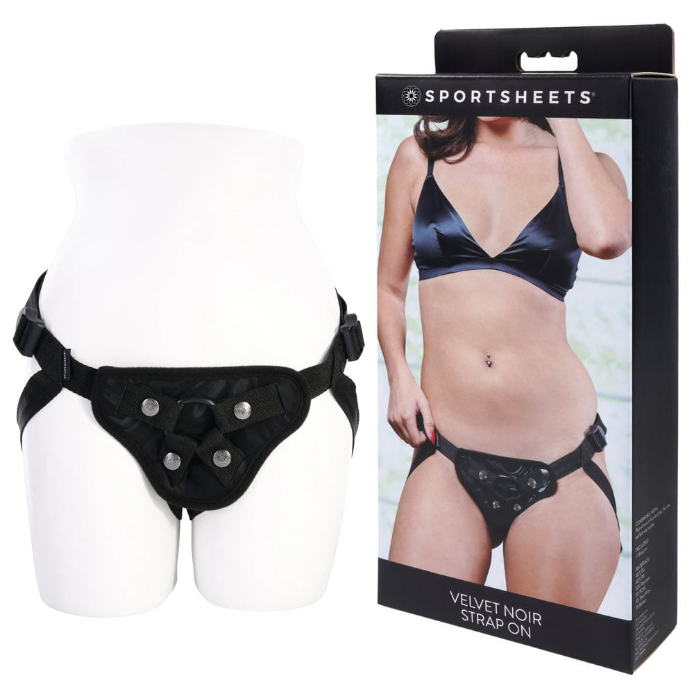 SPORTSHEETS Velvet Noir Strap On Adjustable Strap-On Harness (No Probe Included) Black Sportsheets Main image